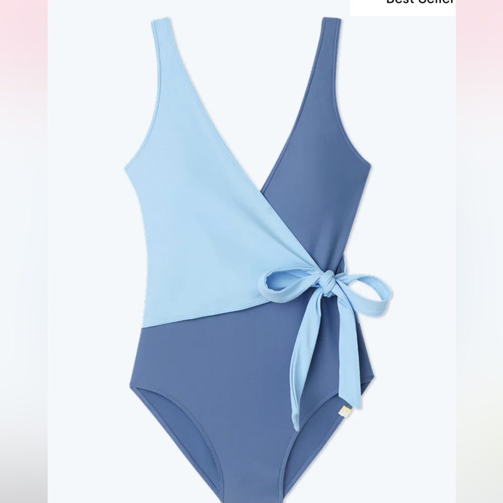 Summersalt The Perfect Wrap swimsuit Sky Blue Mountain Size 14 NWOT